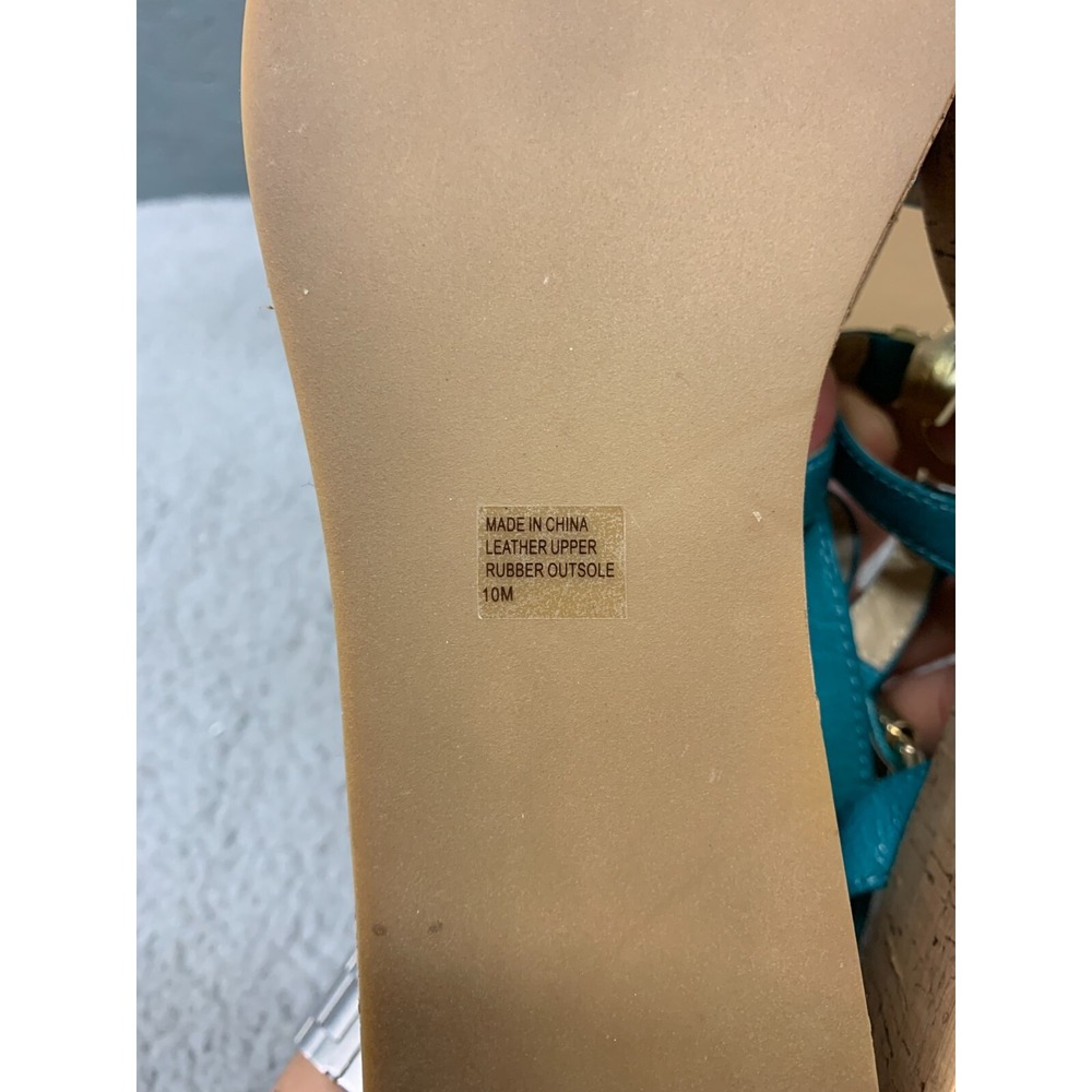 Michael‎ Kors Nash Sandal Women's 10M Turquoise Crinkled Patent Leather - Picture 12 of 14